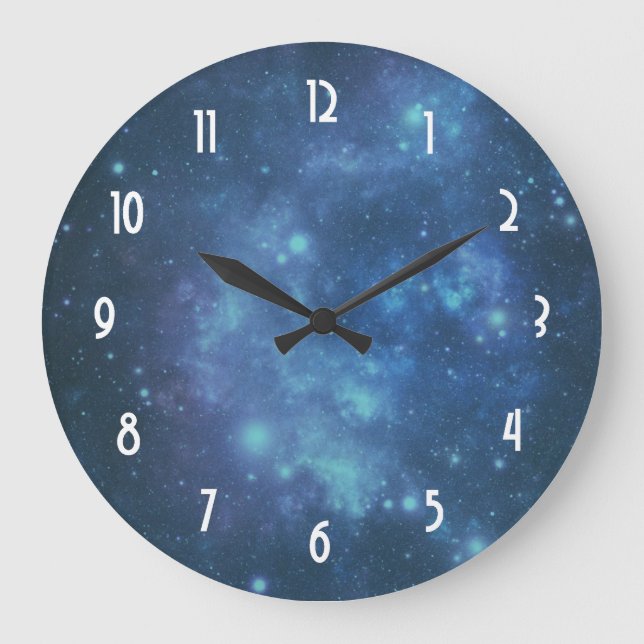 Reloj Redondo Grande Blue and Purple Cosmic Space Image (Anverso)