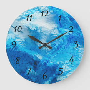 Reloj Redondo Grande Blue and White Artistic Digital Cube Art