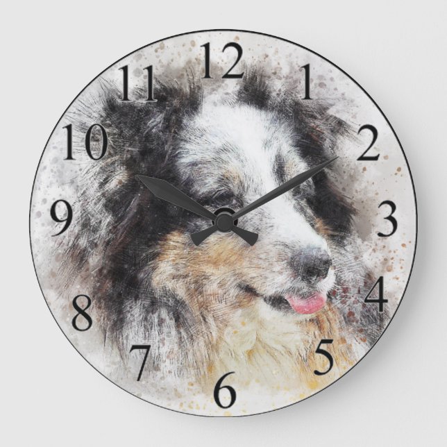 Reloj Redondo Grande Blue Collie (Anverso)