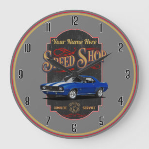 Reloj Redondo Grande Blue de la tienda de velocidad de camaro personali