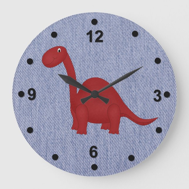 Reloj Redondo Grande Blue Denim Look & Dinosaur's Clock (Anverso)