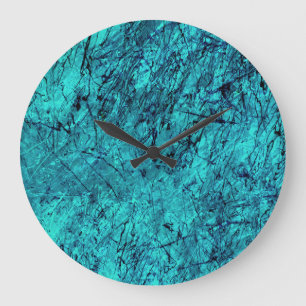 Reloj Redondo Grande Blue digital art with many mixed/labyrinthic lines