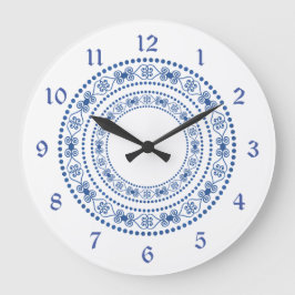 Reloj Redondo Grande Blue Double Heart Border