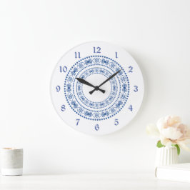 Reloj Redondo Grande Blue Double Heart Border
