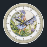 Reloj Redondo Grande Blue Flower Fairy<br><div class="desc">Blue Flower Fairy Fantasy Wall Clock</div>