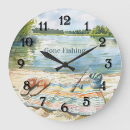 Reloj Redondo Grande Blue Gone Fishing Bucket Lake