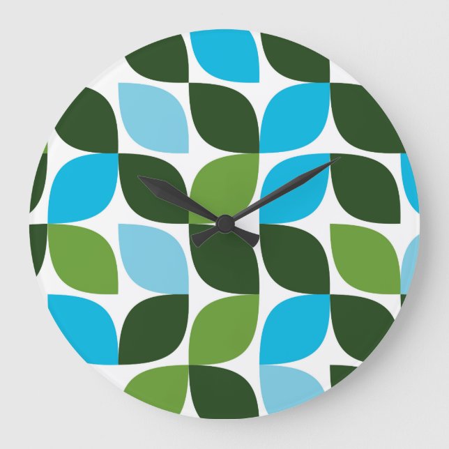 Reloj Redondo Grande Blue, green, cool, trendy, modern nature abstract (Anverso)