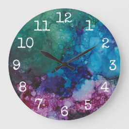 Reloj redondo grande "Blue-Greens Inkblot"