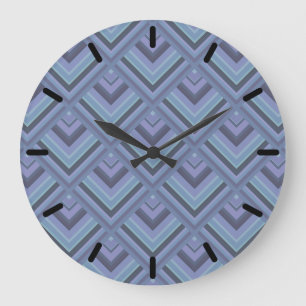 Reloj Redondo Grande Blue-grey stripes scale pattern