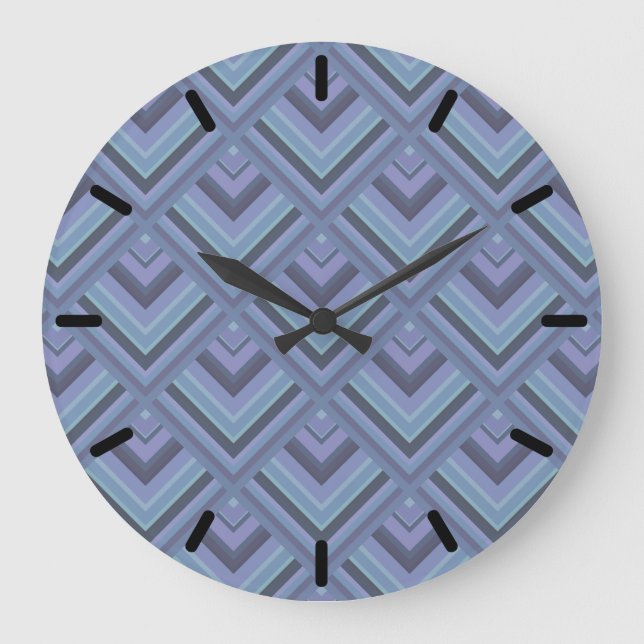Reloj Redondo Grande Blue-grey stripes scale pattern (Anverso)