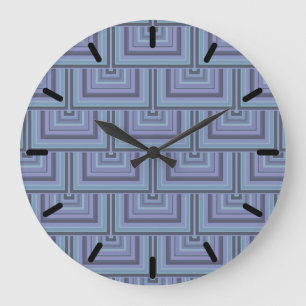 Reloj Redondo Grande Blue-grey stripes square scales pattern