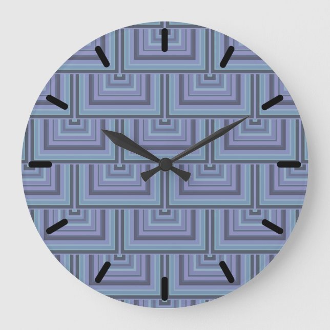 Reloj Redondo Grande Blue-grey stripes square scales pattern (Anverso)