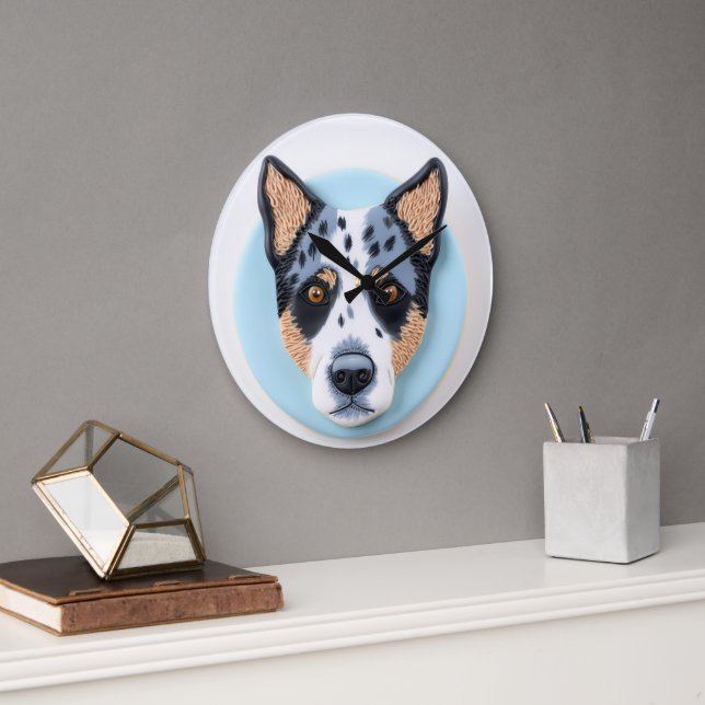 Reloj Redondo Grande Blue Heeler Dog 3D Inspirado (Oficina)