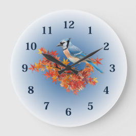 Reloj Redondo Grande Blue Jay in Fall Colors