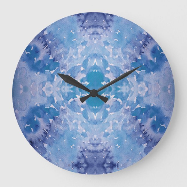 Reloj Redondo Grande Blue Jeans Retro Tie Dye (Anverso)