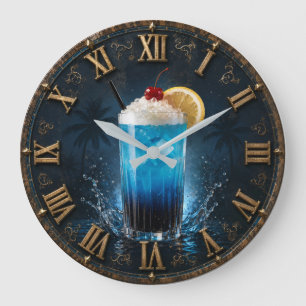 Reloj Redondo Grande Blue Lagoon Tropical Cocktail Bar Decor