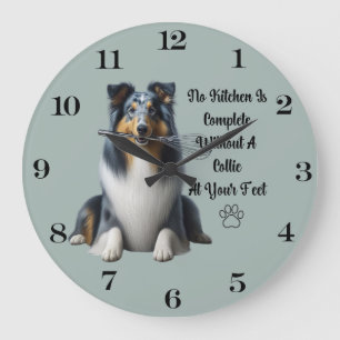 Reloj Redondo Grande Blue Merle Collie Clock