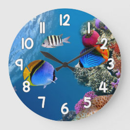 Reloj Redondo Grande Blue Ocean Fish Wall Clock – Underwater Sea Life H