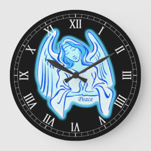 Reloj Redondo Grande Blue Peace Angel Round Roman Numerals Clock