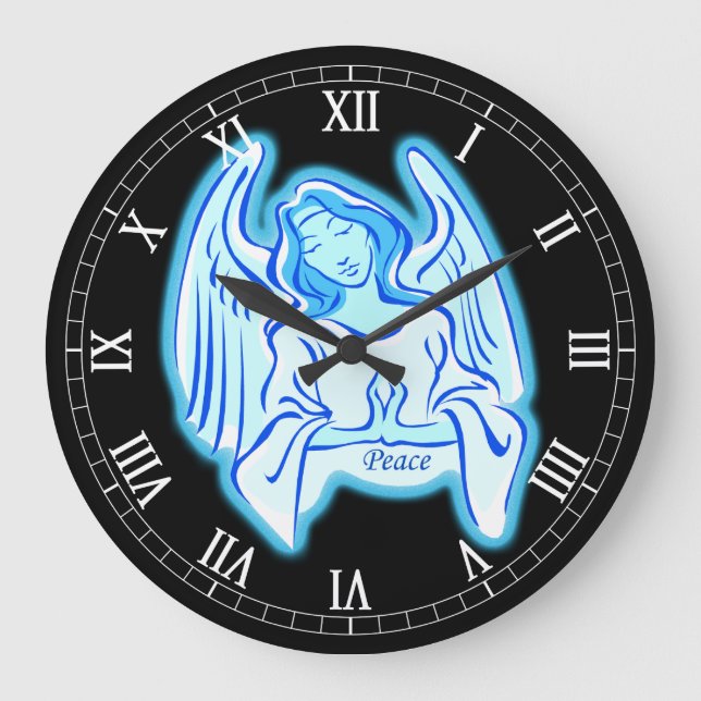 Reloj Redondo Grande Blue Peace Angel Round Roman Numerals Clock (Anverso)