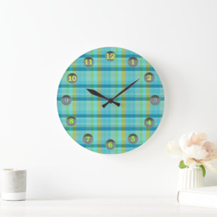 Reloj Redondo Grande Blue Plaid by Shirley Taylor