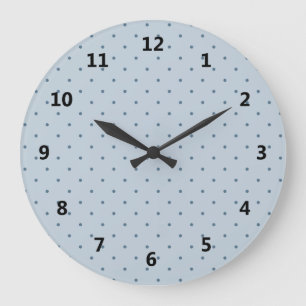 Reloj Redondo Grande Blue Polka Dots on Lighter Blue