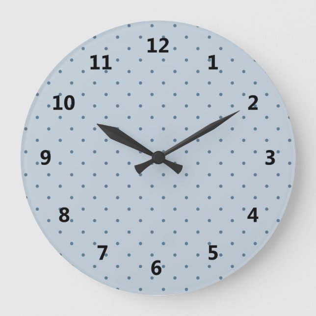 Reloj Redondo Grande Blue Polka Dots on Lighter Blue (Anverso)