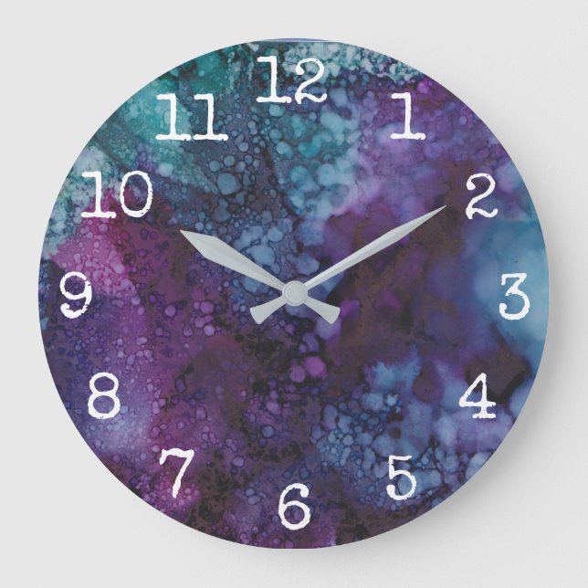 Reloj redondo grande "Blue-Purples" (Anverso)