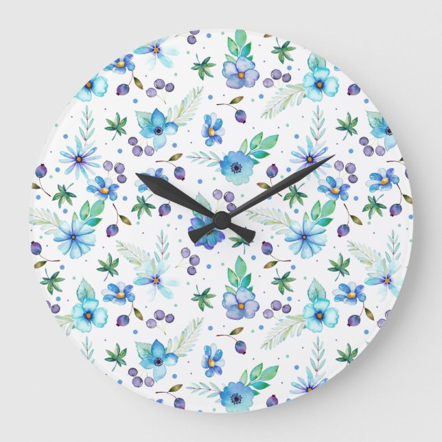 Reloj Redondo Grande Blue rose (Anverso)