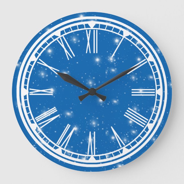 Reloj Redondo Grande Blue Sky and White Stars Wall Clock (Anverso)