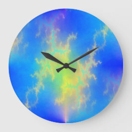 Reloj Redondo Grande Blue Sky y Golden Yellow Lightning Bolts