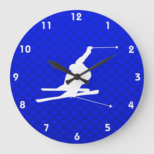 Reloj Redondo Grande Blue Snow Skiing (Anverso)