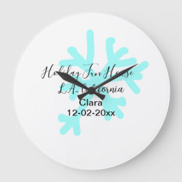 Reloj Redondo Grande Blue snowflakes holiday camping house place date