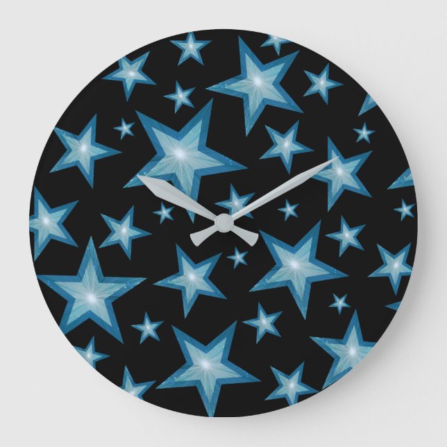 Reloj Redondo Grande Blue Stars clock round black (Anverso)