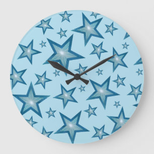Reloj Redondo Grande Blue Stars clock round pale blue