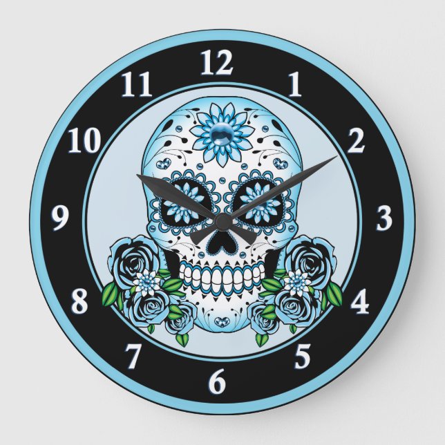 Reloj Redondo Grande Blue Sugar Skull (Anverso)