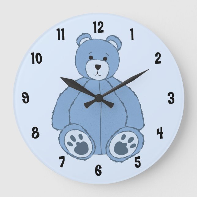 Reloj Redondo Grande Blue Teddy Bear (Anverso)