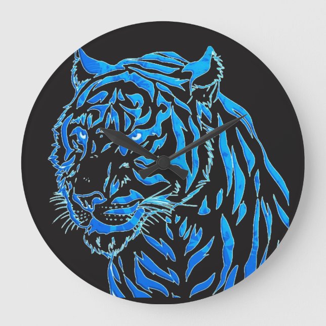 Reloj Redondo Grande Blue Tiger Wall Clock (Anverso)