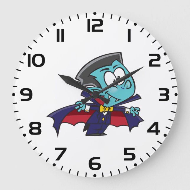 Reloj Redondo Grande Blue Vampire Boy with Cape Cute Dracula (Anverso)