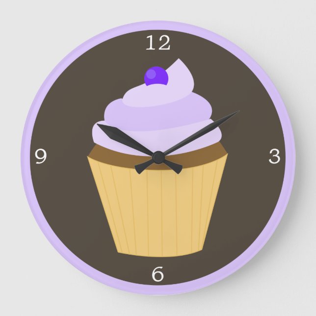 Reloj Redondo Grande Blueberry Purple Cupcake (Anverso)