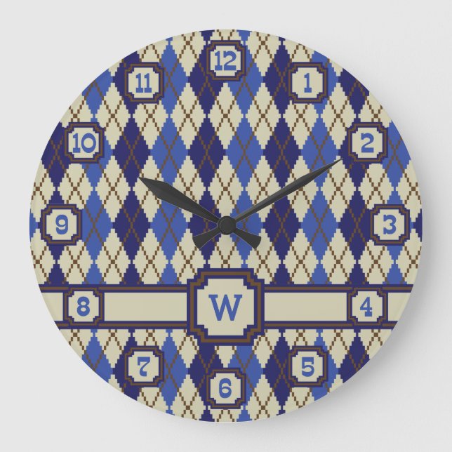 Reloj Redondo Grande Blueberry Scone Argyle Clock (Anverso)