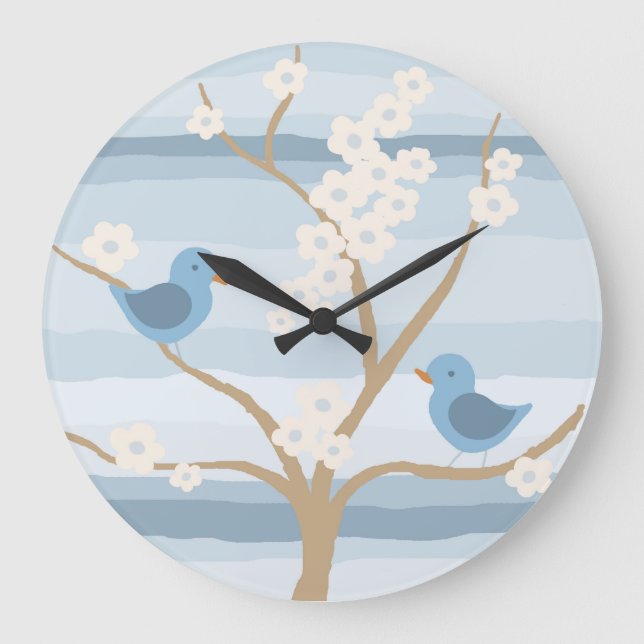 Reloj Redondo Grande Bluebird Tree clock (Anverso)