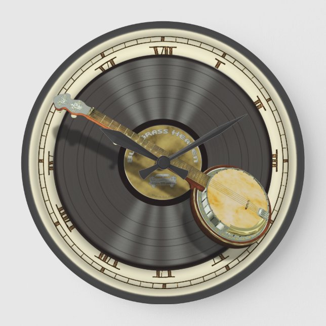 Reloj Redondo Grande Bluegrass Banjo Wall Clock (Anverso)