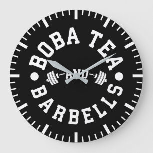Reloj Redondo Grande Boba y Barbells - Divertido entrenamiento de té d