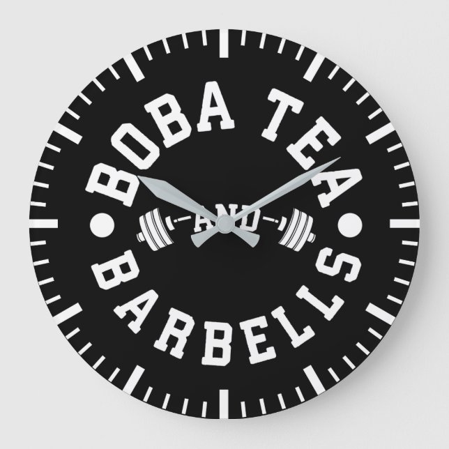 Reloj Redondo Grande Boba y Barbells - Divertido entrenamiento de té de (Anverso)
