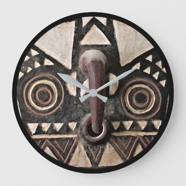 Reloj Redondo Grande Bobo Bwa Hawk Mask • Round Wall Clock (Anverso)