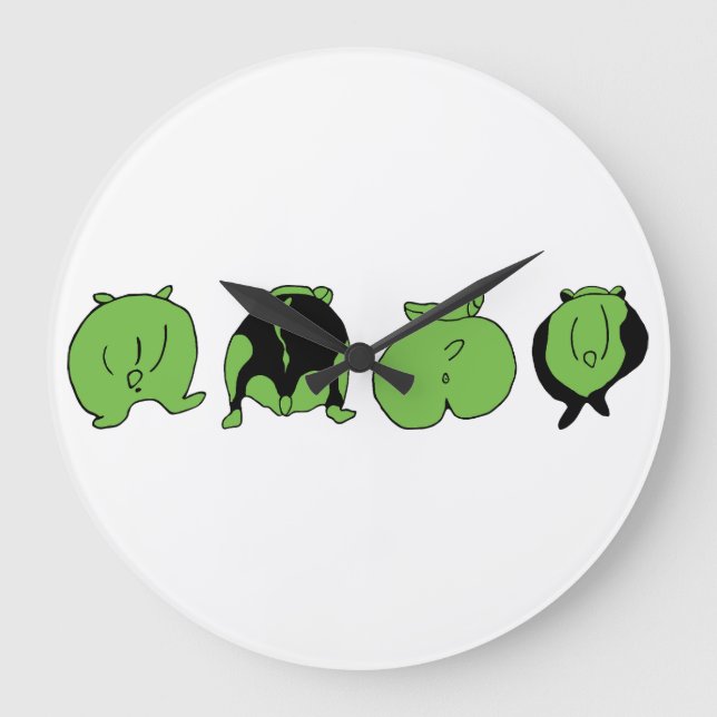Reloj Redondo Grande Bocas de Hamster Verde (Anverso)