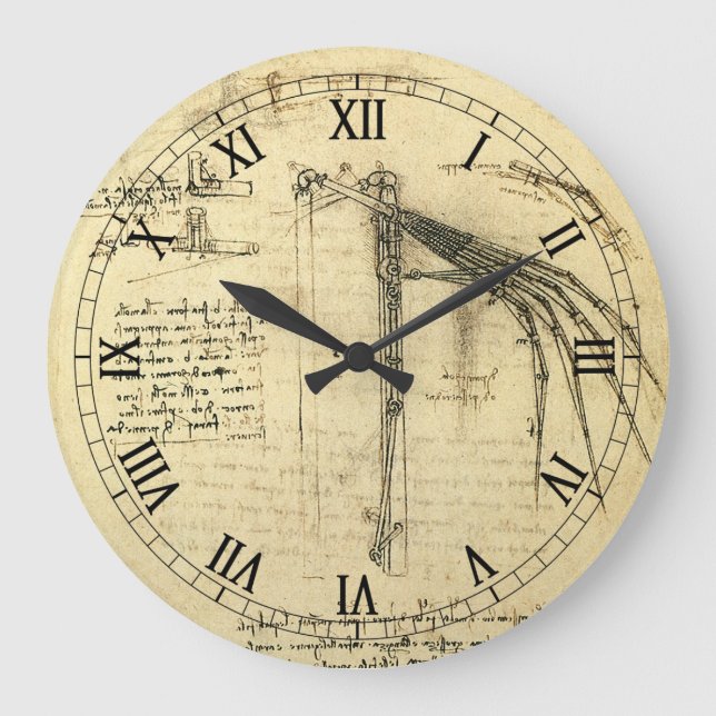 Reloj Redondo Grande Boceto de ala de máquina voladora de Leonardo da V (Anverso)