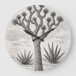 Reloj Redondo Grande boceto de árbol de joshua arte de boceto del des