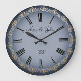 Reloj Redondo Grande Boda azul marino
